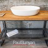 Konsola pod umywalkę ze starego drewna i metalu Szafki łazienkowe ze starego drewna