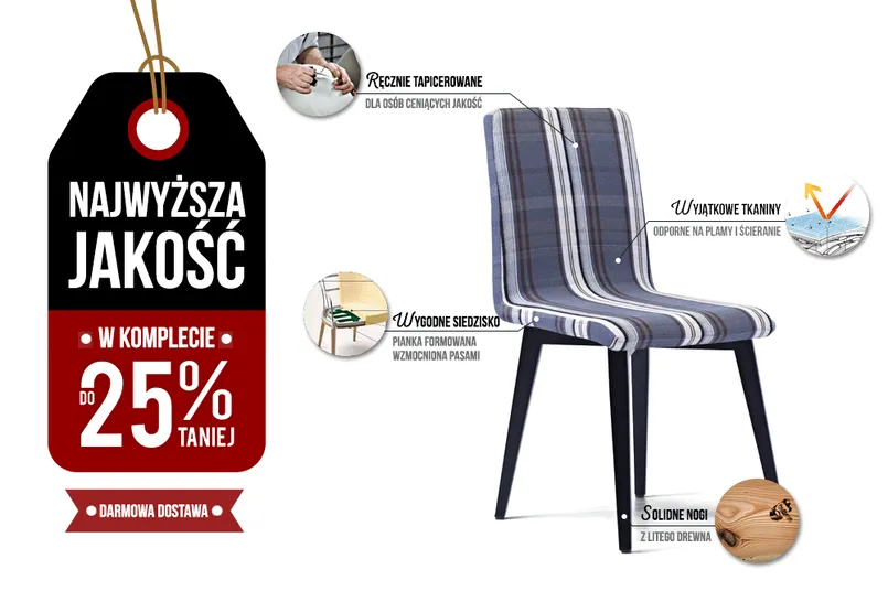 Krzesło do jadalni i salonu WILSON Krzesła z drewna i metalu