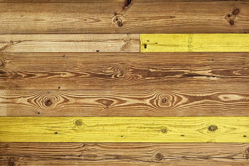 Dekor ścienny ze starego drewna - żółty Dekory ścienne ze starego drewna