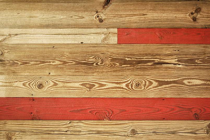 Dekor ścienny ze starego drewna - czerwony Dekory ścienne ze starego drewna