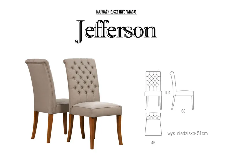 Krzesło do jadalni i salonu JEFFERSON Krzesła tapicerowane