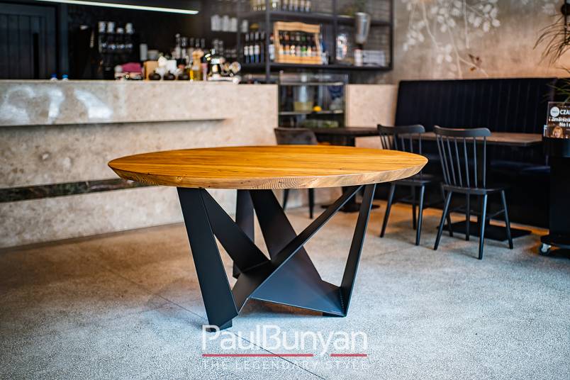 Okrągły stół drewniany ze starego drewna i metalu DALLAS Stoły do restauracji i kawiarni