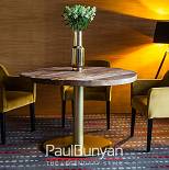 Okrągły stół drewniany ze starego drewna i metalu LAS VEGAS GOLD - Edycja Limitowana Stoły do restauracji i kawiarni