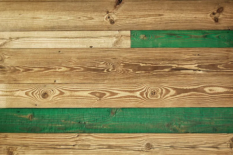 Dekor ścienny ze starego drewna - zielony Dekory ścienne ze starego drewna