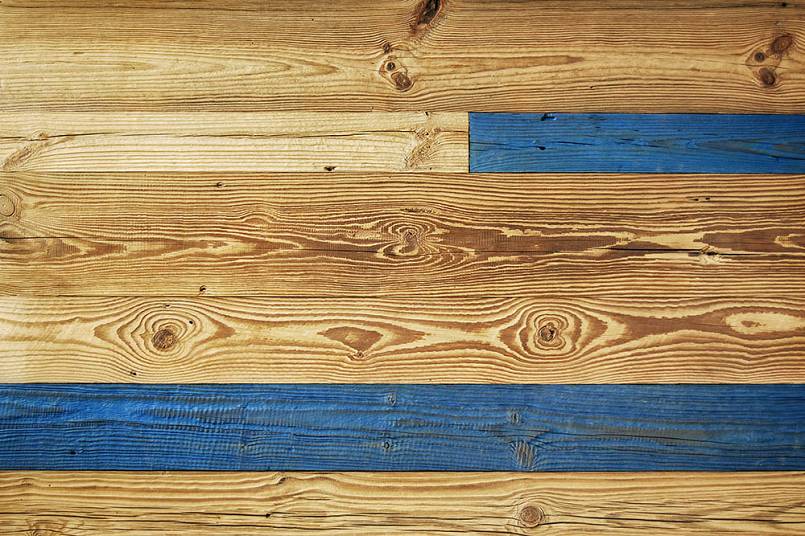 Dekor ścienny ze starego drewna - niebieski Dekory ścienne ze starego drewna